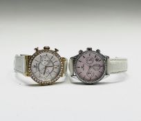 A ladies Swarovski Citra Sphere Chronograph rose gold white leather watch together with a Ladies