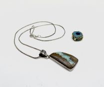 Opal pendant and torquoise bead gold mounted UK Postage: £15.04