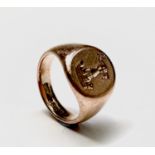 A 9ct gold signet ring, Birmingham 1914 6.6gm ring size G UK Postage: £11.04