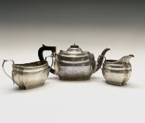 A heavy plain Georgian style three-piece, silver tea service by S Blanckensee & Son Ltd, Birmingham,