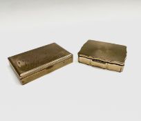 Two rectangular brass engined turned musical compacts by Stratton and Melissa. The Melissa compact