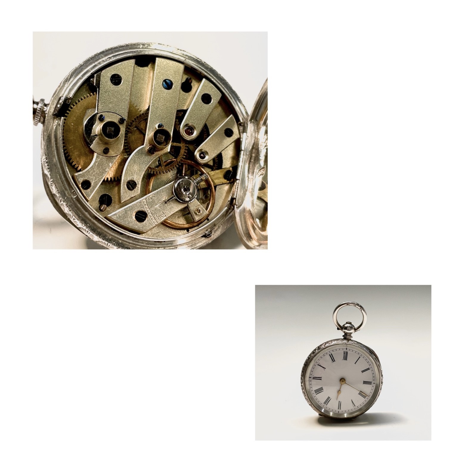 Ten silver cased key-wind fob watches each with plain white open face, the largest is 41mm. - Image 27 of 75