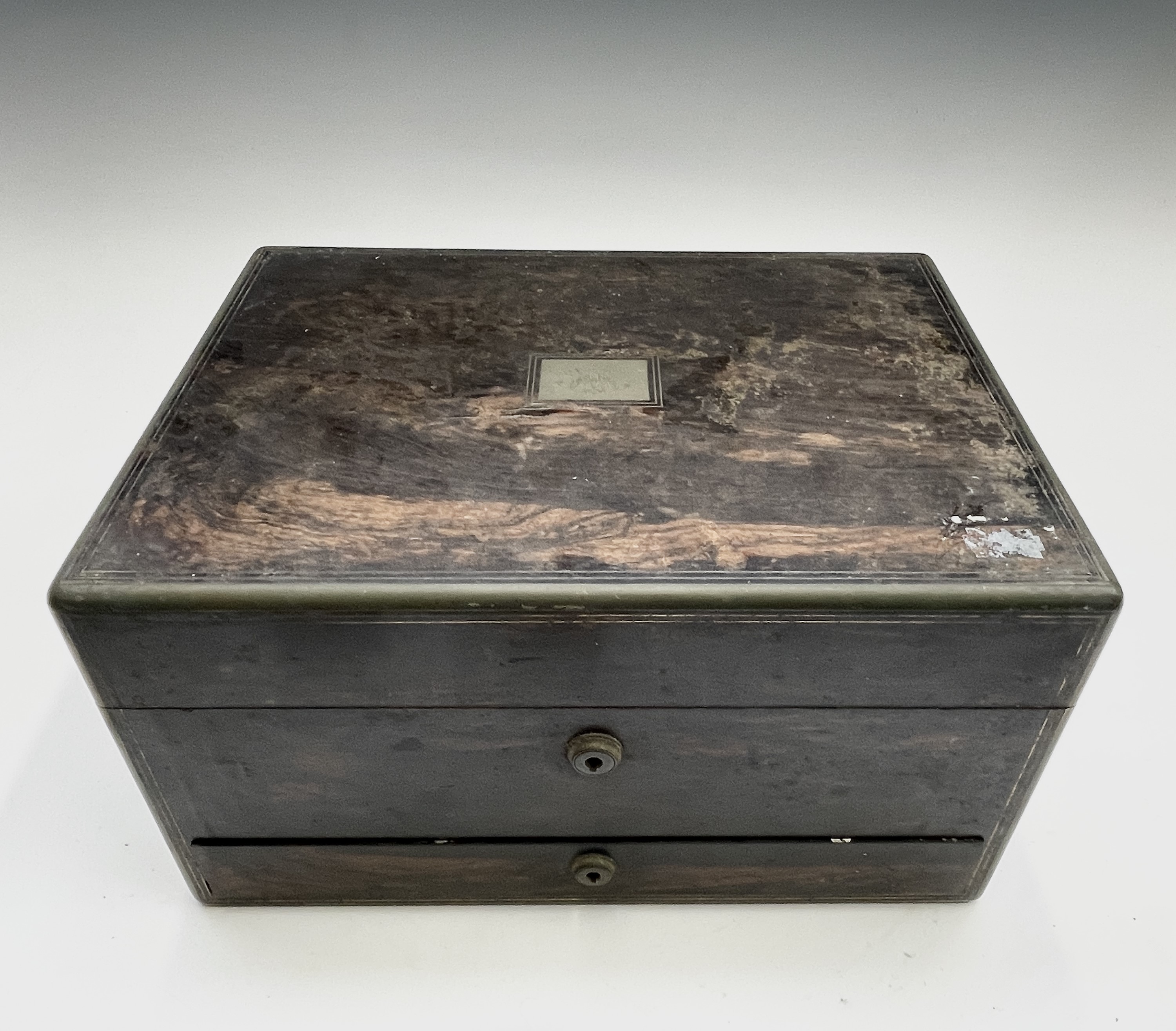 A Victorian coromandel toilet case by Asprey, the lockplates signed Mordan 33cm wide Condition: - Image 11 of 19