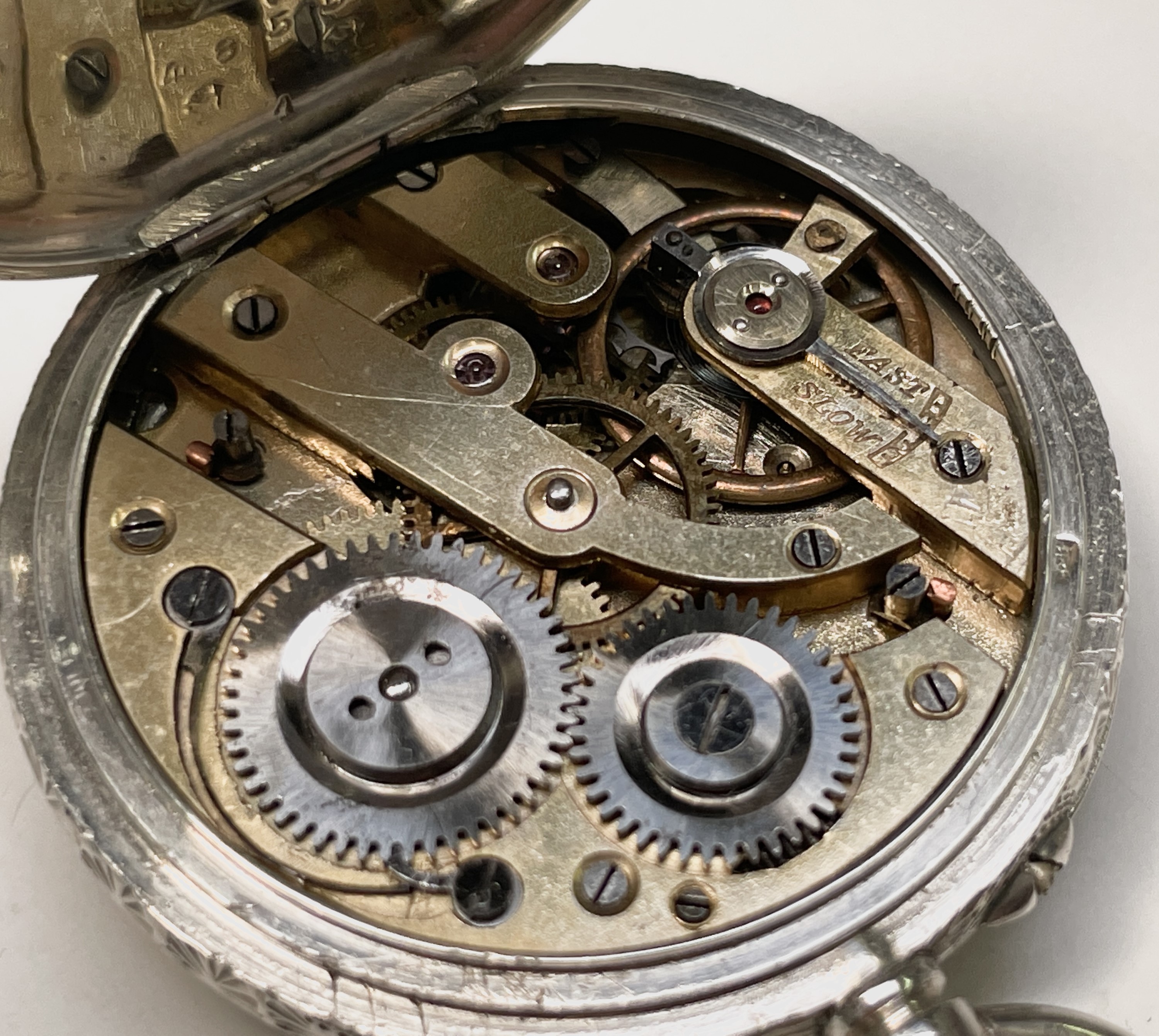 Ten silver cased keyless fob watches each with an ornamental dial and each with engraved decoration. - Image 52 of 60