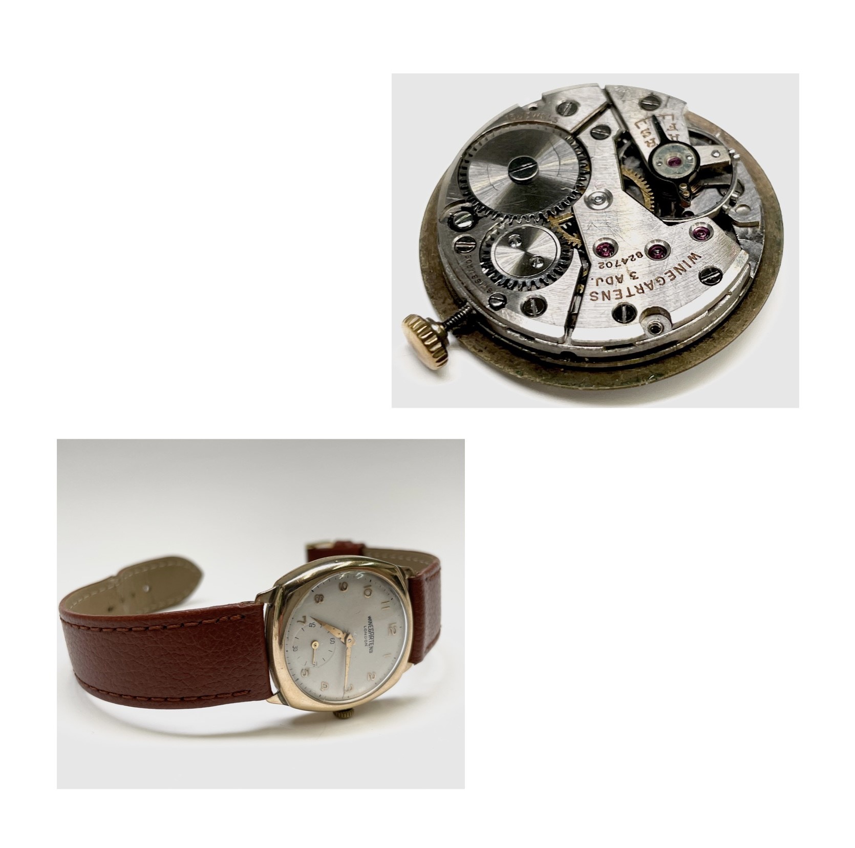 Three 9ct gold cased wristwatches each with rounded square case. Nitella, Winegartens and Avia. - Image 11 of 21