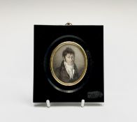 An early 19th-century portrait of a fashionable young gentleman 6.5x5cmNot examined out of the