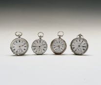 Four open face keywind pocket watches one engraved Boże, coś Polskę to the back. Diameter 48.9mm and