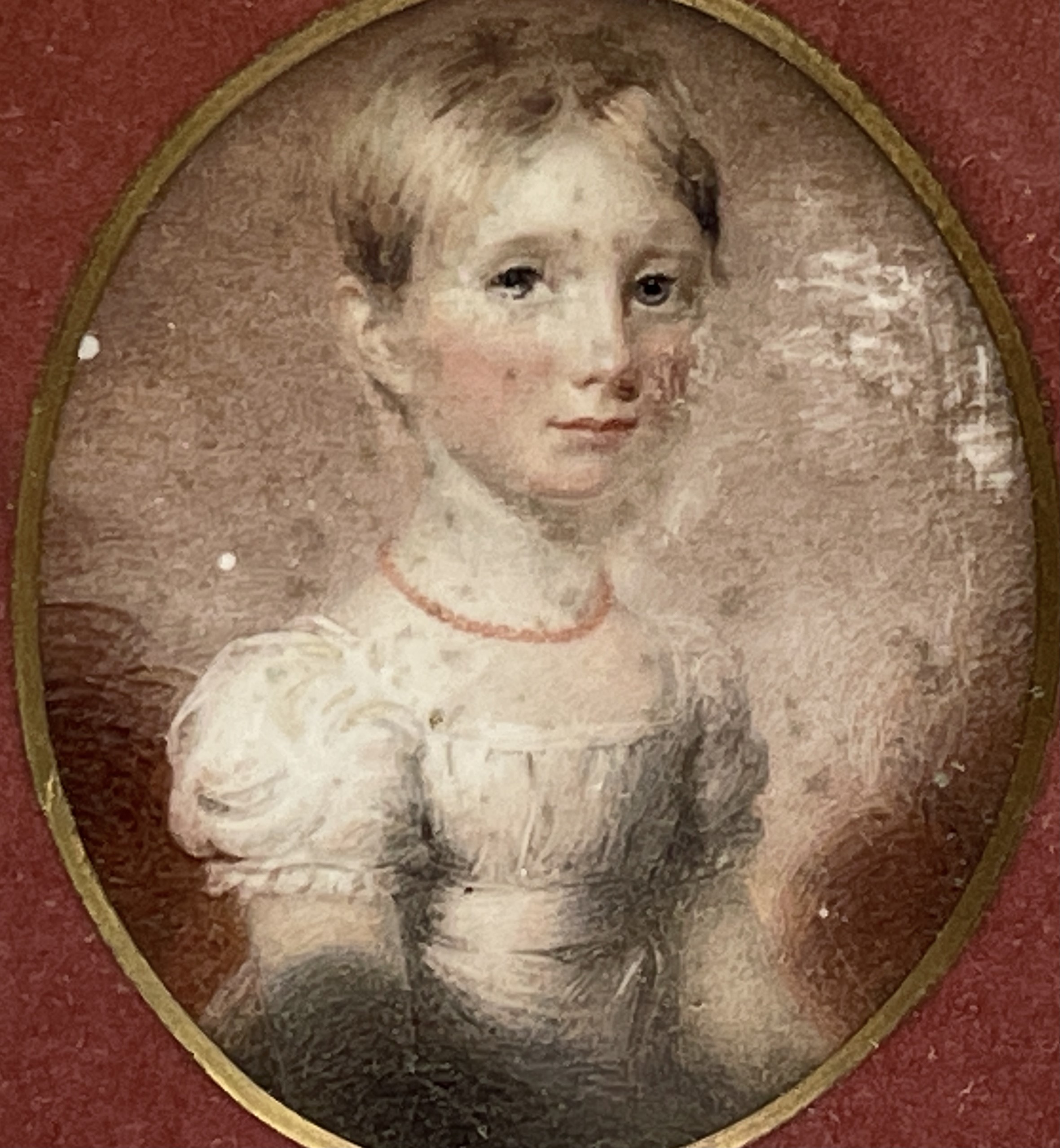 An 18th-century miniature of a child with coral necklace 7x6cm together with two miniature - Image 2 of 11