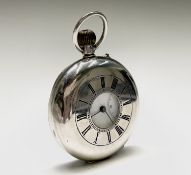 A silver keyless half-hunter pocketwatch, diameter 50.7mm. Phillip Wadsworth. Died 2020 Originally