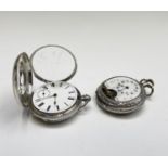 A Waltham engine-turned silver full-hunter cased pocket watch no.1,625605 Birmingham 1881 48.9mm,