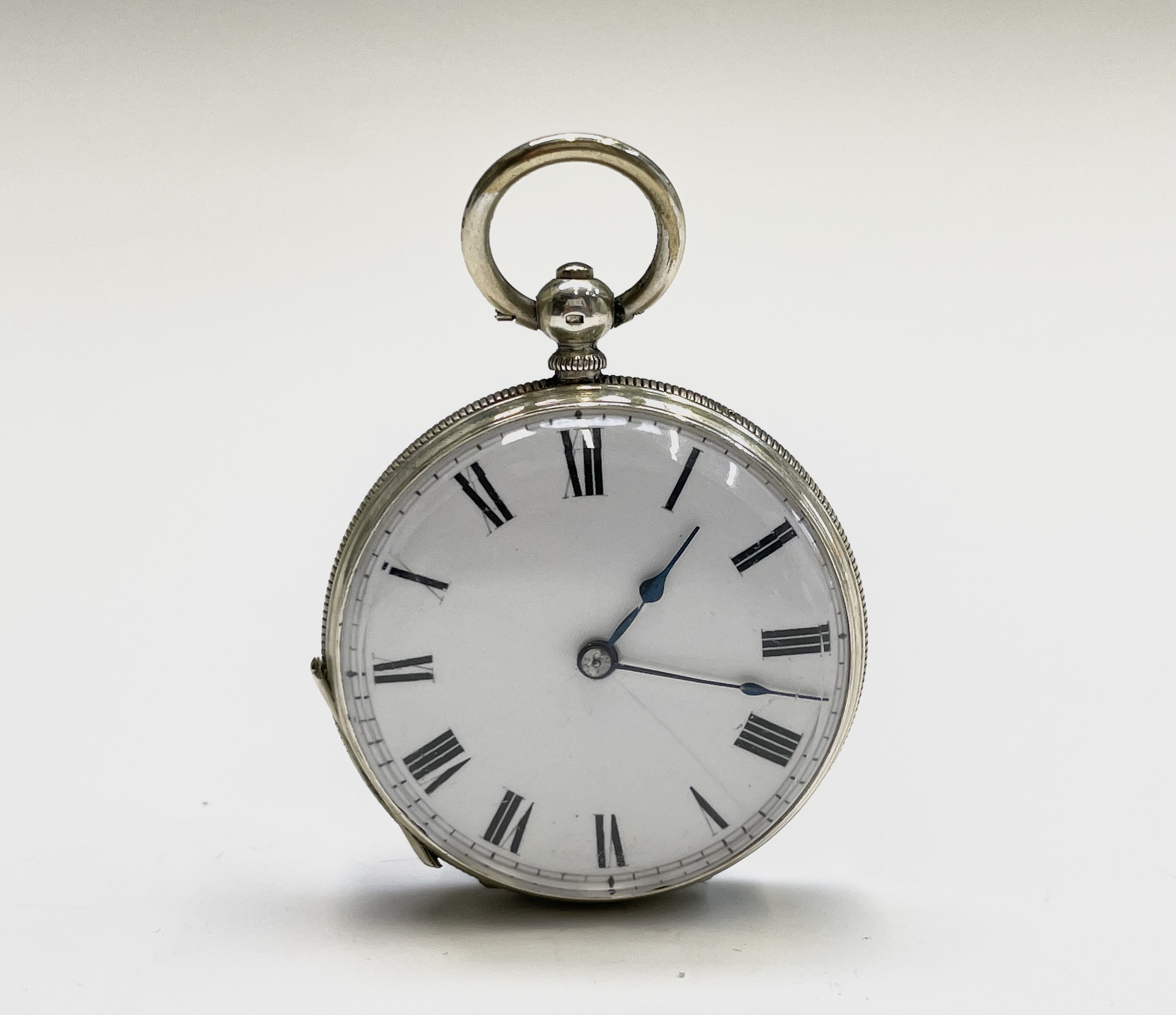 Ten silver cased key-wind fob watches each with plain white open face, the largest is 41mm. - Image 43 of 75