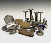 Silver condiments, etc. 9.8oz weighable silver this excludes three brushes and a mirror, three