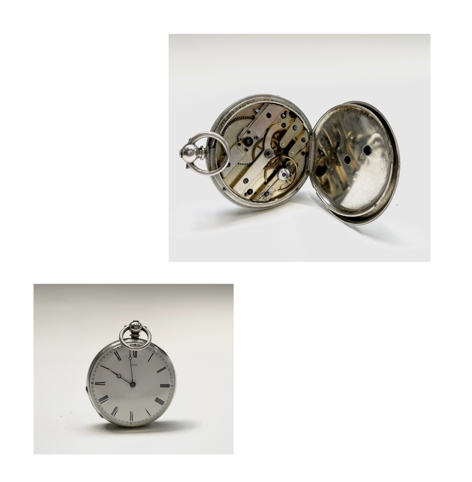 Ten silver cased key-wind fob watches each with plain white open face, the largest is 41mm. - Image 56 of 75