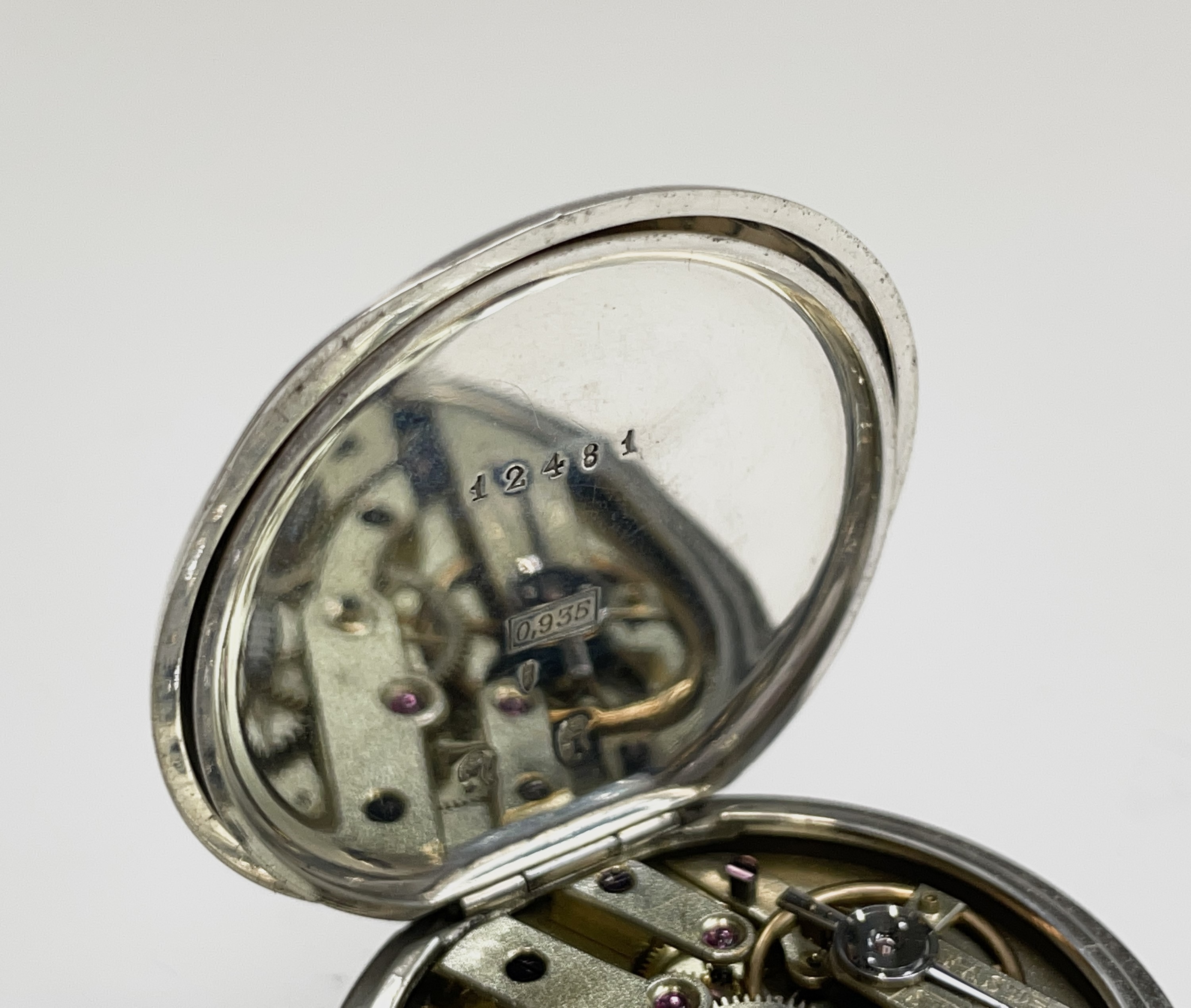 Four silver keyless fob watches with white open dials, including one by Russell together, all - Image 15 of 32