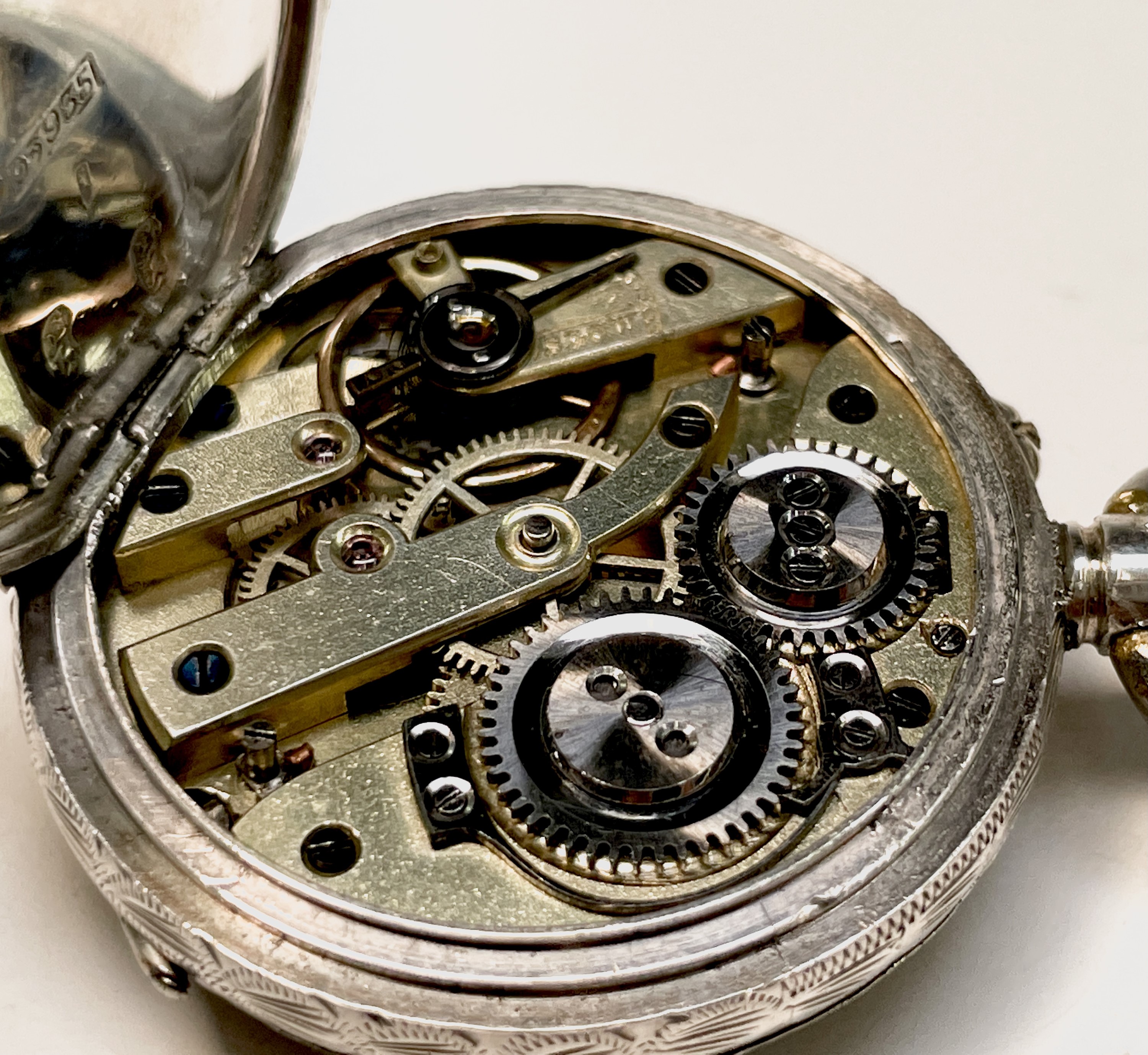 Ten silver cased keyless fob watches each with an ornamental dial and each with engraved decoration. - Image 48 of 60