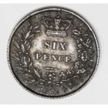 Great Britain Silver 6d Queen Victoria - Select example 1862. Rare 1862 (990,000 minted) nicely