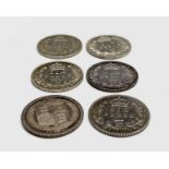 Great Britain Silver 6d Queen Victoria - Select examples 1887 - 93 (x6). 1887 Garter, 1888, 1889,