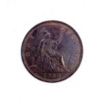 Victoria 1864 Bun Head Penny. The extremely rare 1864 coin in exceptional EF+ condition.