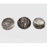 Elizabeth I, Sixpences x 3. 1582 x 2, both worn, one trimmed; 1583F, slight creasing. Condition: