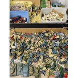 Plastic Soldiers, Farm and Zoo Animals. Lot comprises two boxes with a very large quantity of mainly