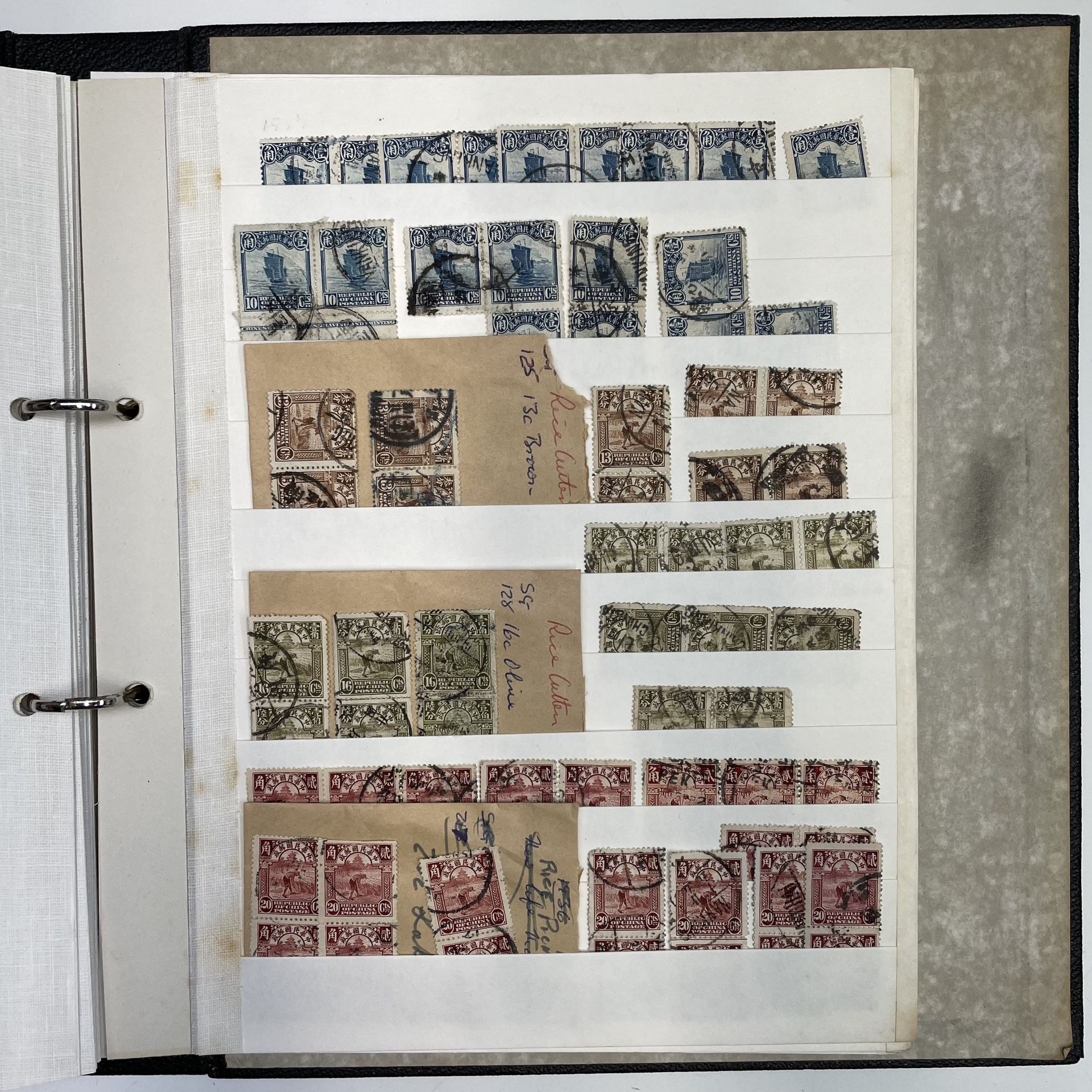 China. A binder containing many hundreds of used singles, pairs and blocks of the 1912 Junk, Rice- - Image 18 of 20