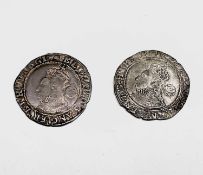 Elizabeth I, Sixpences x 2. 1594 F; 1595 F+, nice detail. Condition: please request a condition