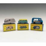 Lesney - Matchbox Toys nos 23, 47 and 70. Bluebird Dauphine Caravan, metalic mauve body/base S.P.
