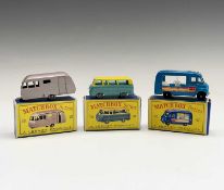 Lesney - Matchbox Toys nos 23, 47 and 70. Bluebird Dauphine Caravan, metalic mauve body/base S.P.