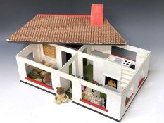 A Wooden Dolls House, Animal Figures and Furniture. A wooden Dolls House, with a number of animal