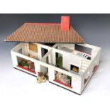 A Wooden Dolls House, Animal Figures and Furniture. A wooden Dolls House, with a number of animal