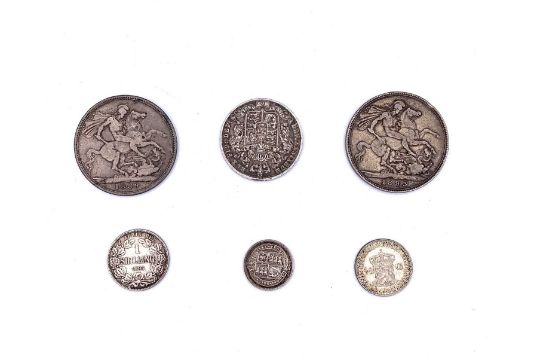 Great Britain etc, silver coins Lot comprises Queen Victoria Crown x 2 (1889, 1893), a Halfcrown ( - Image 2 of 3