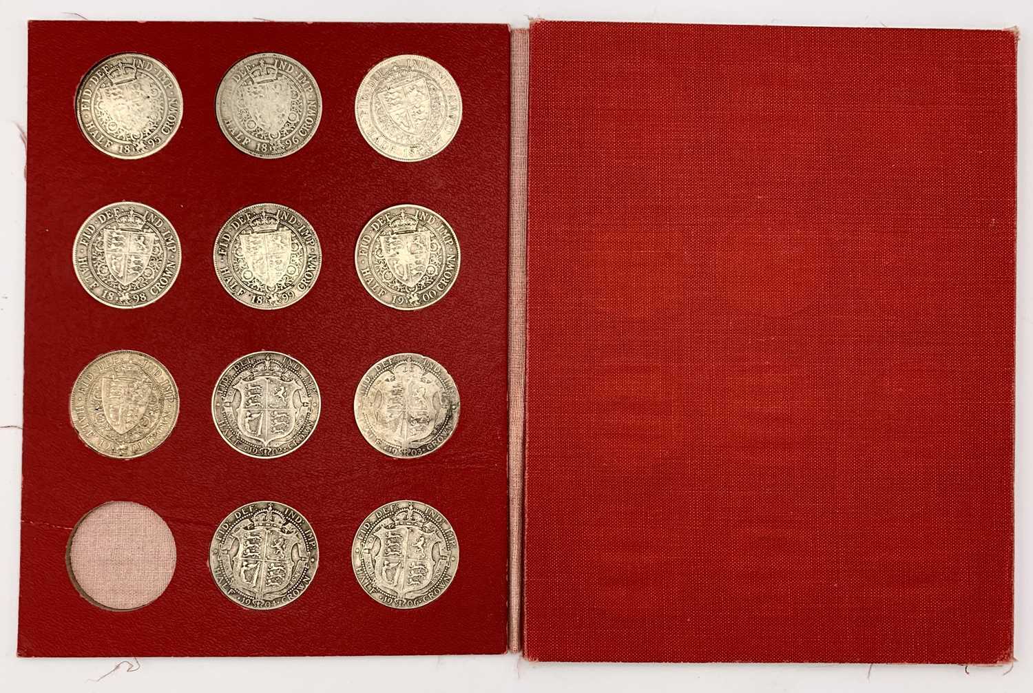 G.B. Halfcrowns 1895 - 1967. 2 red coin folders containing complete runs excluding 1905. Mixed - Image 2 of 4