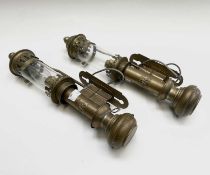 Transport - Railway - Railwayana - GWR Style Railway Carriage Lamps. A pair of brass and glass