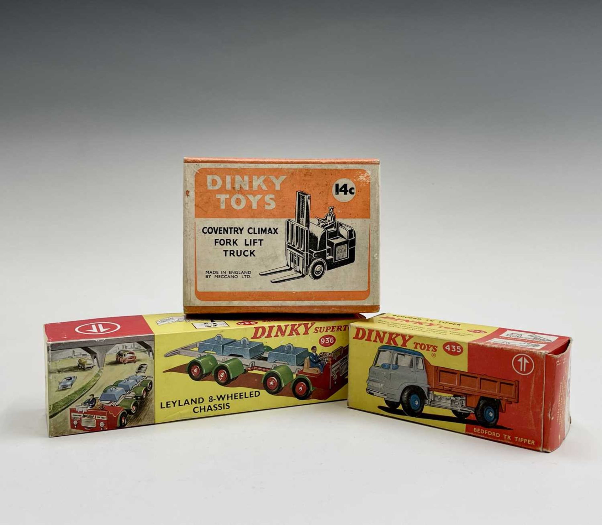 Dinky Toys - 3 boxed. Leyland 8-wheeled chassis no.936 - minor chipping - steering wheel unattached,