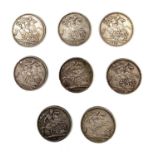 G.B.Queen Victoria Silver Crowns x 8. 1887-1900 mostly in n.VF to n.EF condition. Condition: