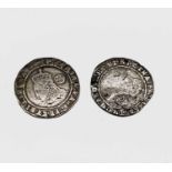 Elizabeth I, Sixpences x 2. 1574 worn, slight creasing; 1575 F. Condition: please request a