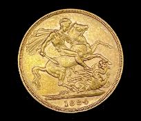 Great Britain Gold Sovereign 1884 George & Dragon Condition: please request a condition report if