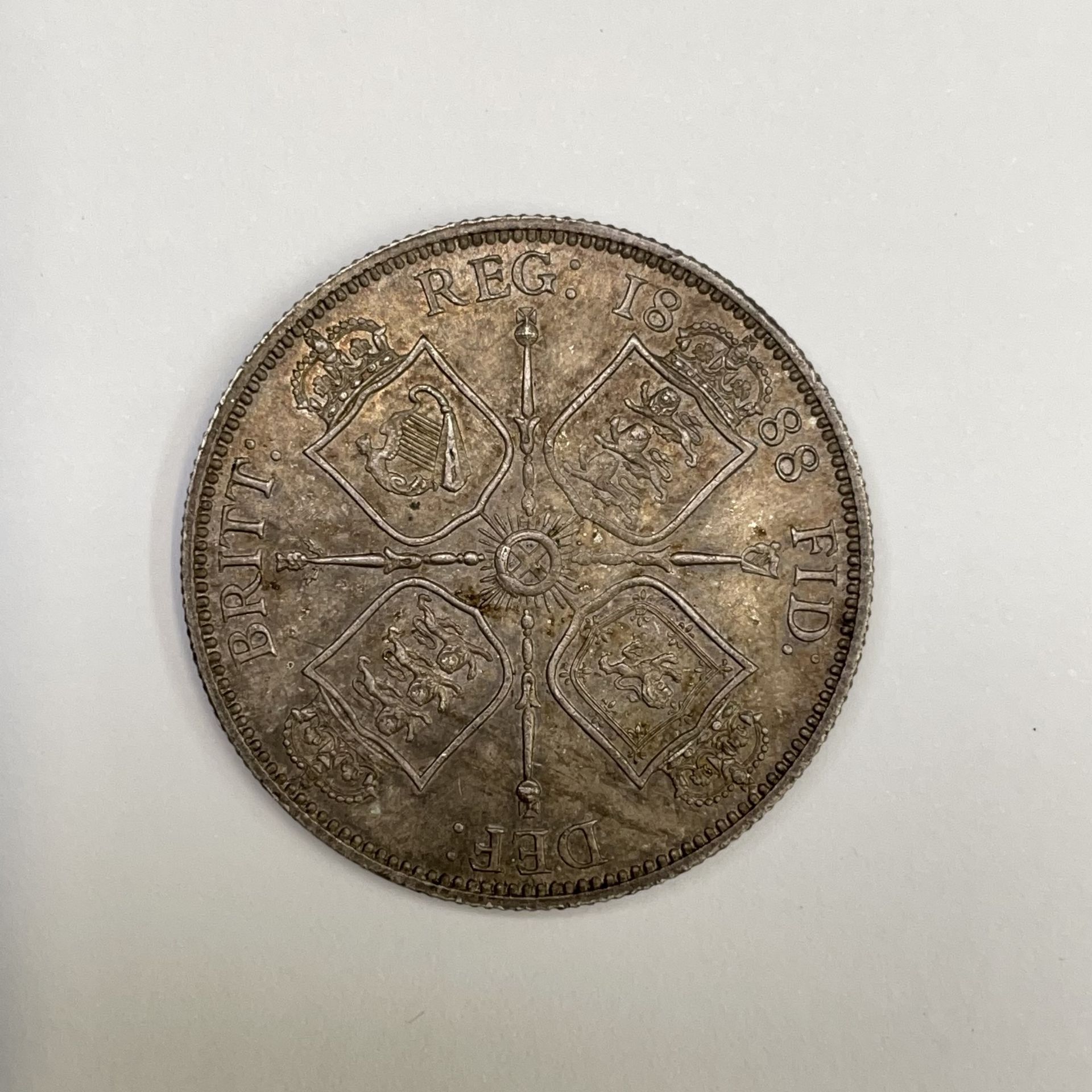 Great Britain and World Coins An 1888 silver 2/- coin (EF+), a circa 1800 copper trading - Image 7 of 11