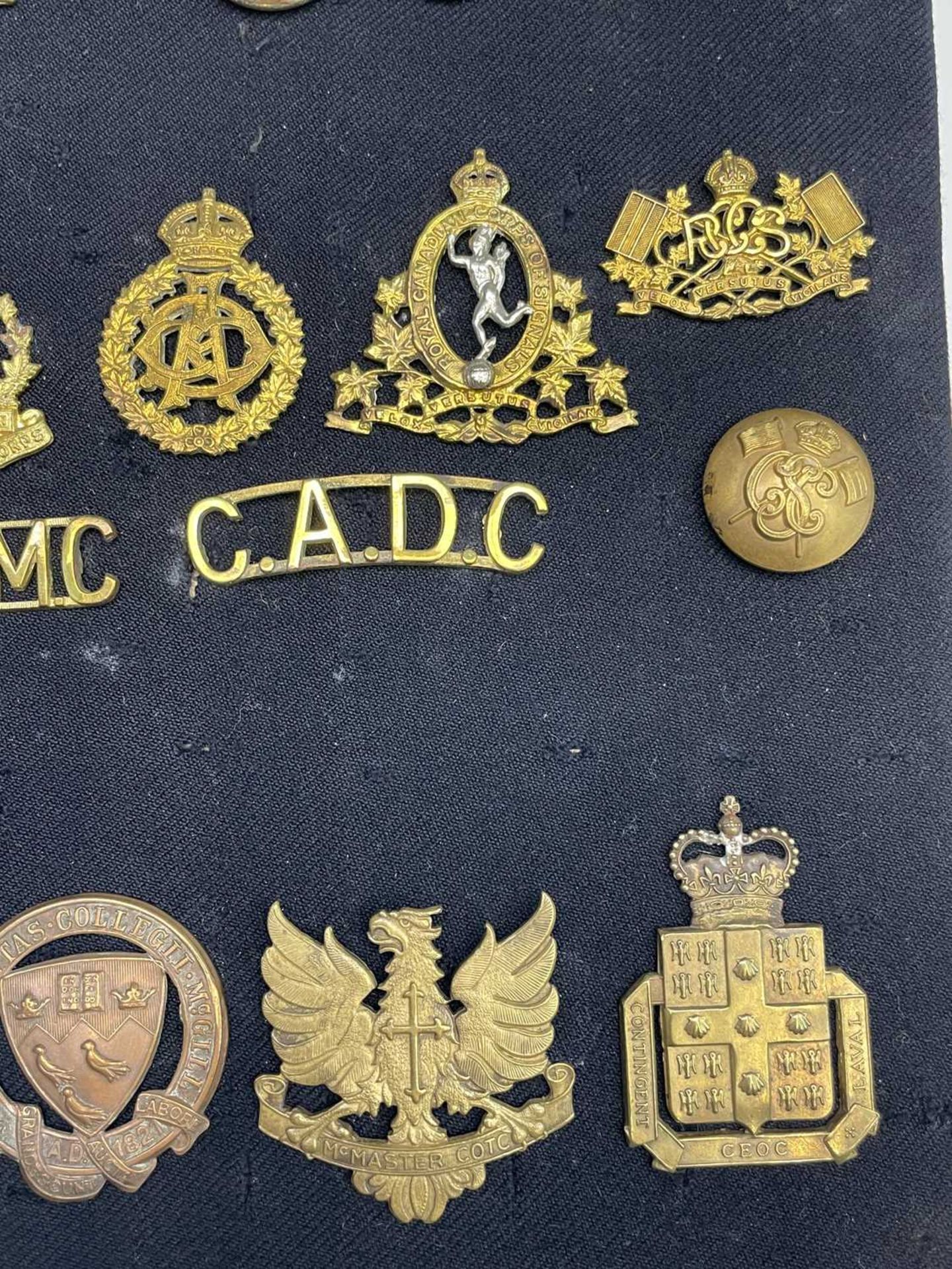 Canadian Corps and A.T.C's. A display card containing cap badges, collar dogs, shoulder titles and - Image 5 of 7