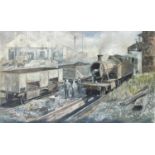 Railways - Original Artwork by Devon Artist R.J. Revill. A large (36" x 22") oil on canvas of a four