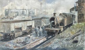 Railways - Original Artwork by Devon Artist R.J. Revill. A large (36" x 22") oil on canvas of a four