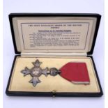 M.B.E. Medal in Box of Issue. Sticker on box states Harold James David Rosser M.B.E. Lived in