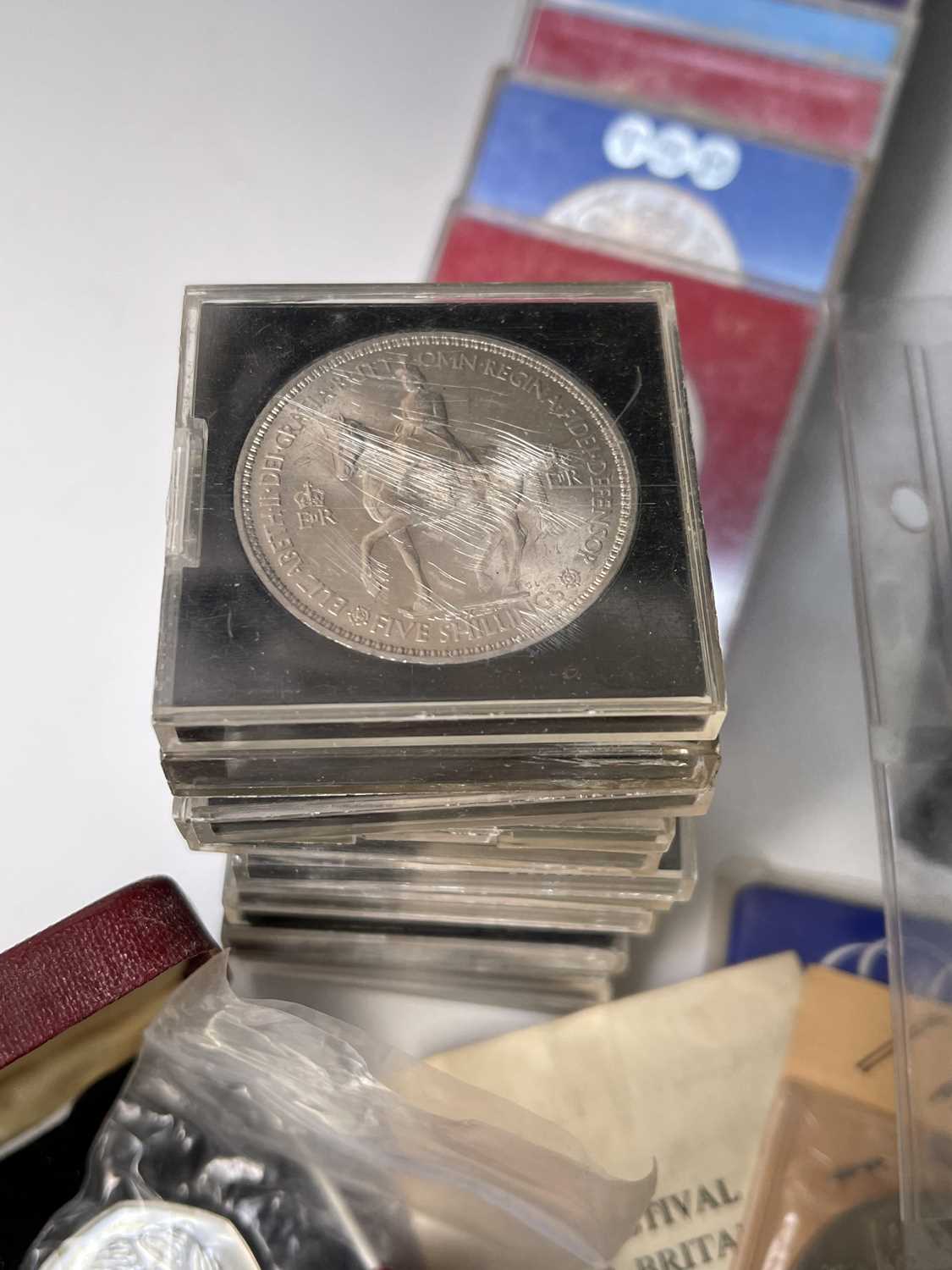 Modern UK Coinage. Box containing a quantity of modern crowns from 1951, various year sets including - Image 9 of 9