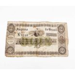 World Banknote - Brazil. An unusual 1833 2 Mil Reis "Decreto de 1 Junho 1833 Estampa 3" banknote
