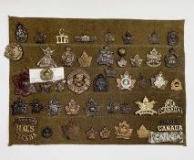 Canadian Experditionary Forces 113-241 Battalions. A display card containing cap badges, collar