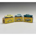 Lesney - Matchbox Toys nos 7, 33 and 45. Ford Anglia, light blue, S.P.W, mint boxed. Ford Zephyr,