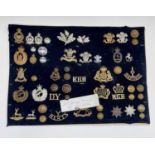 Miscellaneous - 3 (mainly Yeomanry). A display card containing cap badges, collar dogs, shoulder