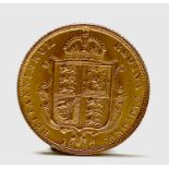 Great Britain Gold Half Sovereign 1887 Queen Victoria Shield Jubilee head UNC Condition: please