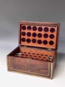 Victorian Brass Bound and Brass inlaid 3 tier wooden Coin Medallion Cabinet. An attractive cabinet