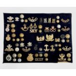 Yeomanry Regiments. A display card containing a quantity of various Yeomanry items, eg: cap